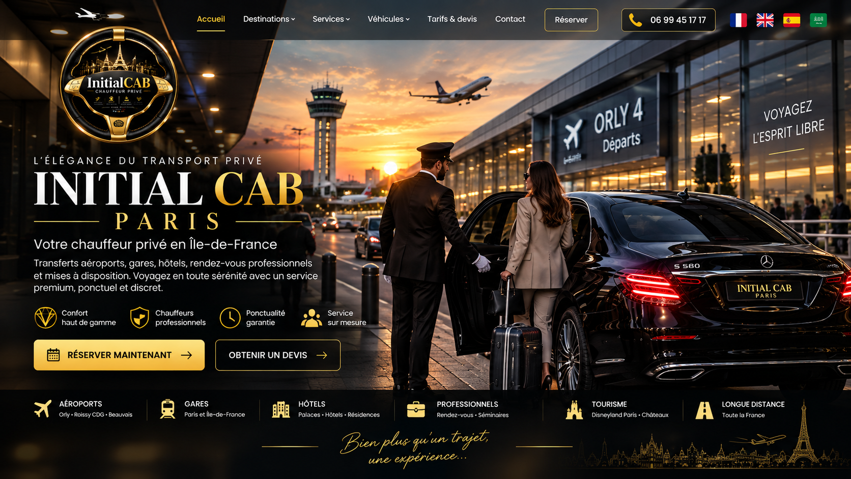 Initial Cab chauffeur privé Paris et Île-de-France - transfert aéroport Orly, Roissy CDG et Beauvais